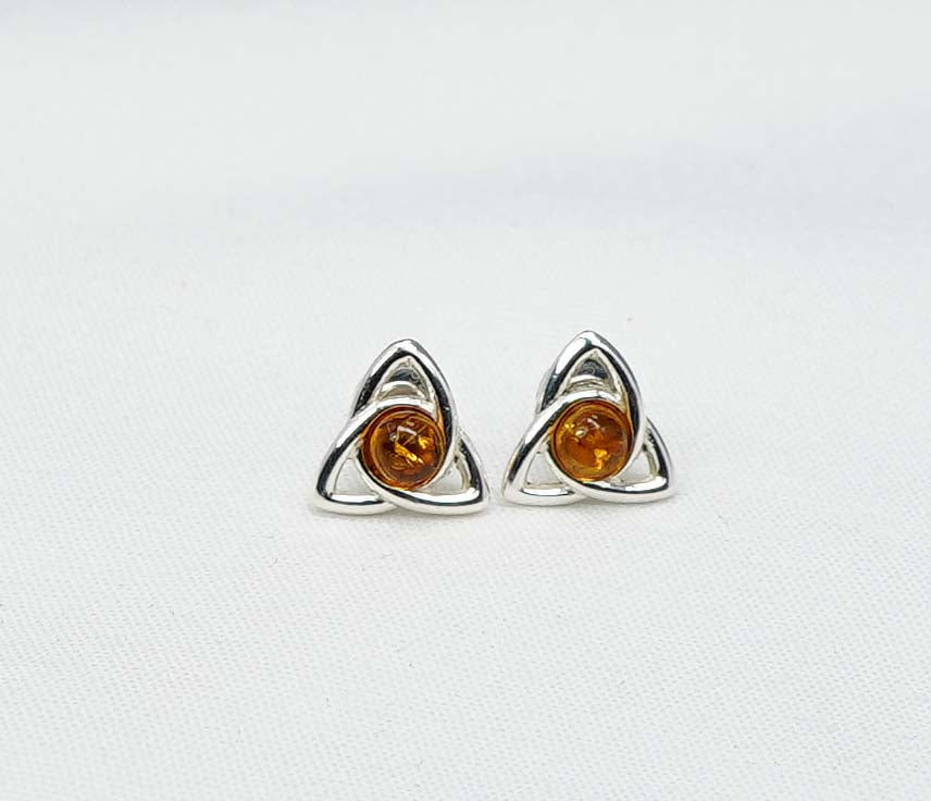 925 Solid Sterling Silver Natural Baltic Amber Flower Stud Earring
