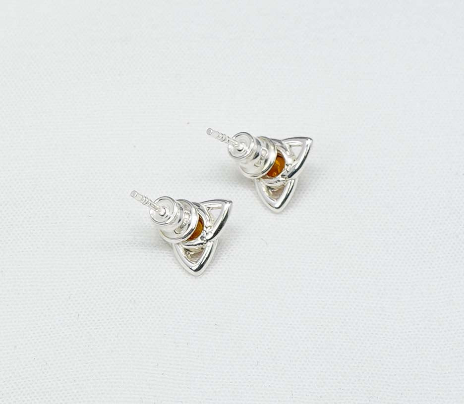 925 Solid Sterling Silver Natural Baltic Amber Flower Stud Earring