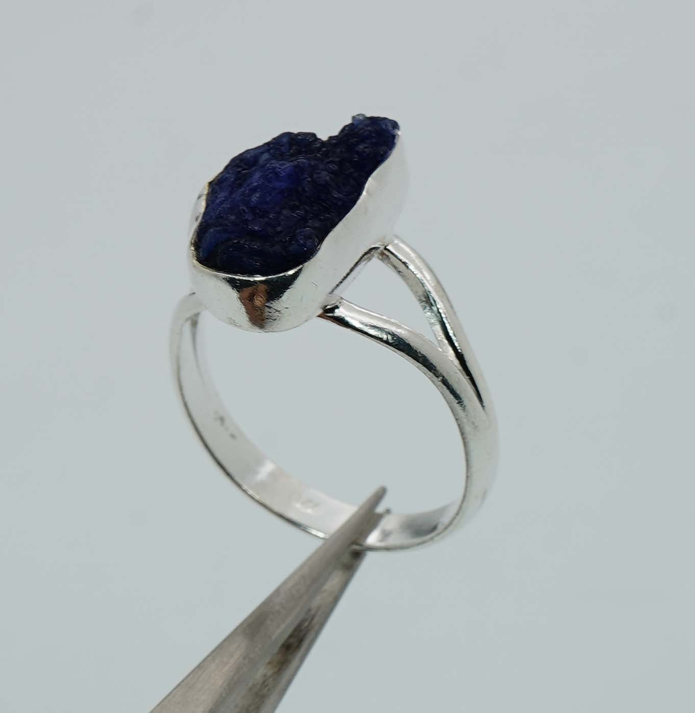 925 Solid Sterling  Silver Rough Gemstone Ring