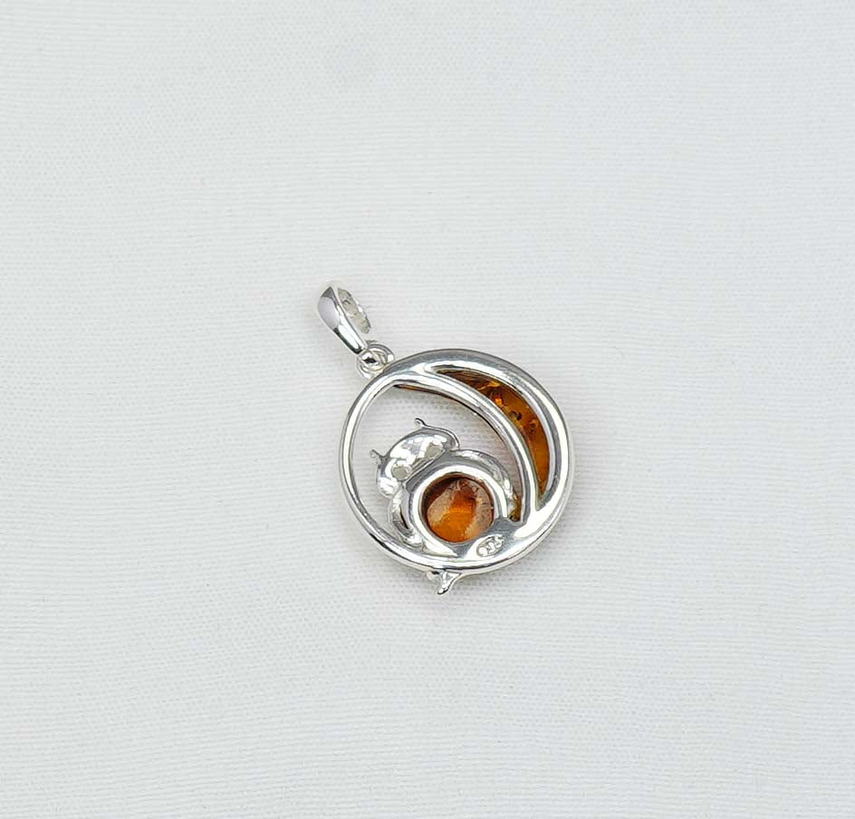 925 Solid Sterling Silver Natural Baltic Amber Chain Pendant-19 Inches