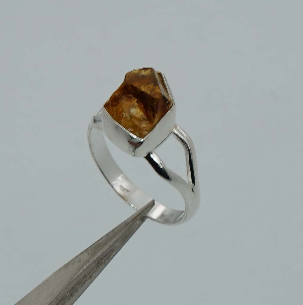 925 Solid Sterling  Silver Rough Gemstone Ring