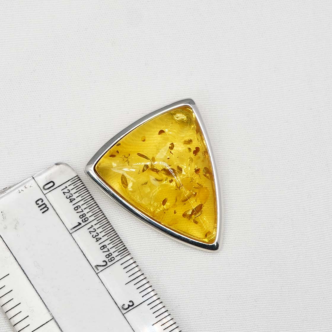 925 Solid Sterling Silver Natural Baltic Amber Chain Pendant-19.3 Inches