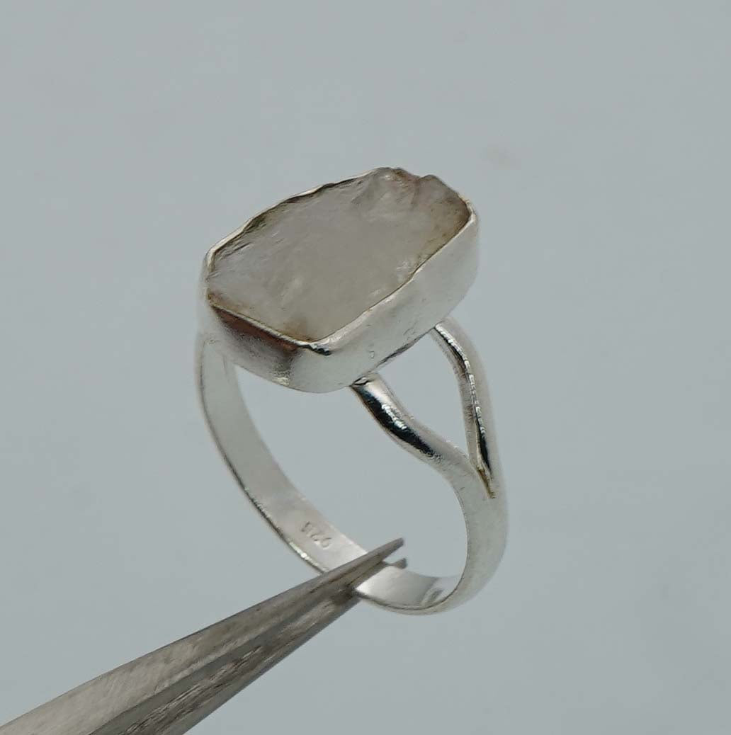 925 Solid Sterling  Silver Rough Gemstone Ring