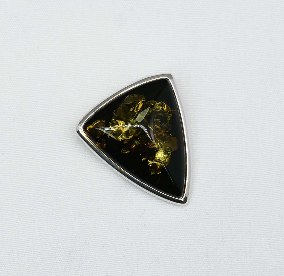 925 Solid Sterling Silver Natural Green Baltic Amber Chain Pendant-19.3 Inch