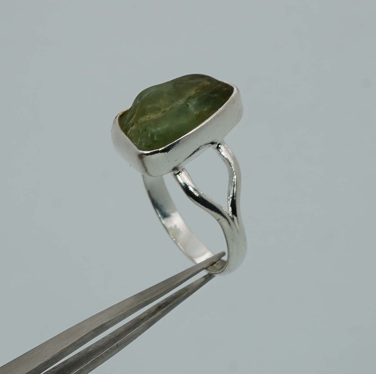 925 Solid Sterling  Silver Rough Gemstone Ring