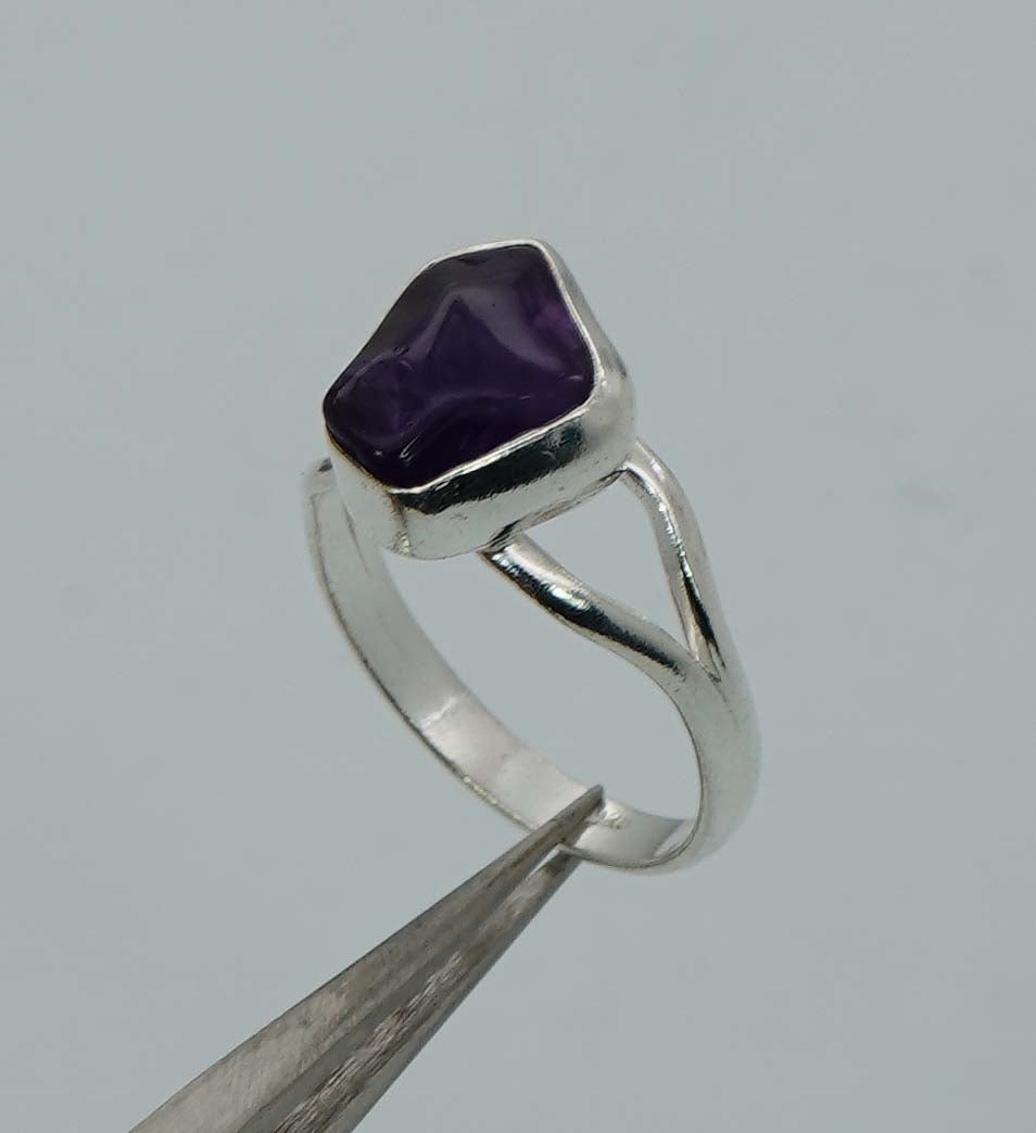 925 Solid Sterling  Silver Rough Gemstone Ring