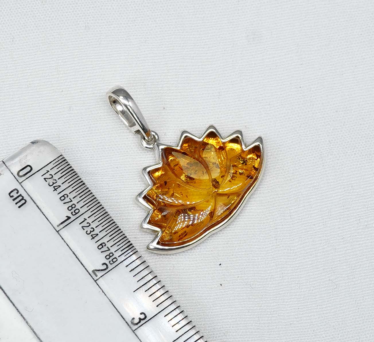 925 Solid Sterling Silver Natural Baltic Amber Chain Pendant- 19 Inches