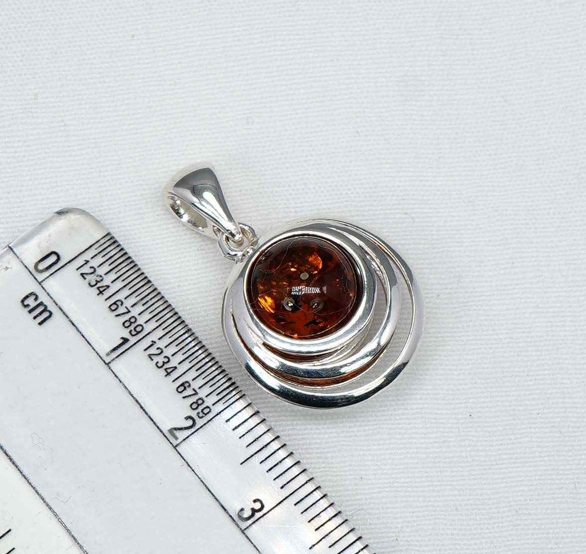 925 Solid Sterling Silver Natural Baltic Amber Chain Pendant- 19.2 Inches