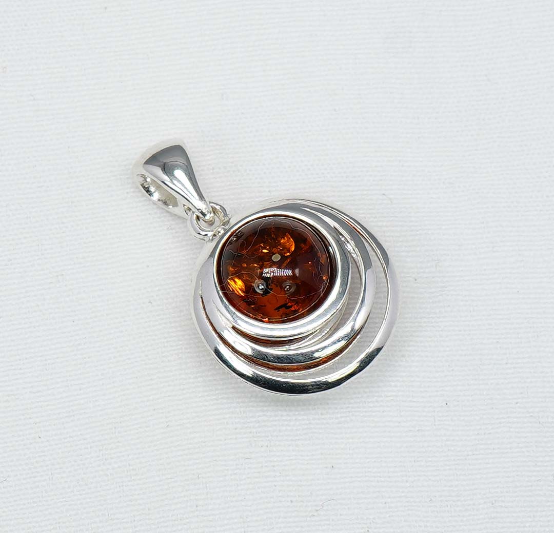 925 Solid Sterling Silver Natural Baltic Amber Chain Pendant- 19.2 Inches