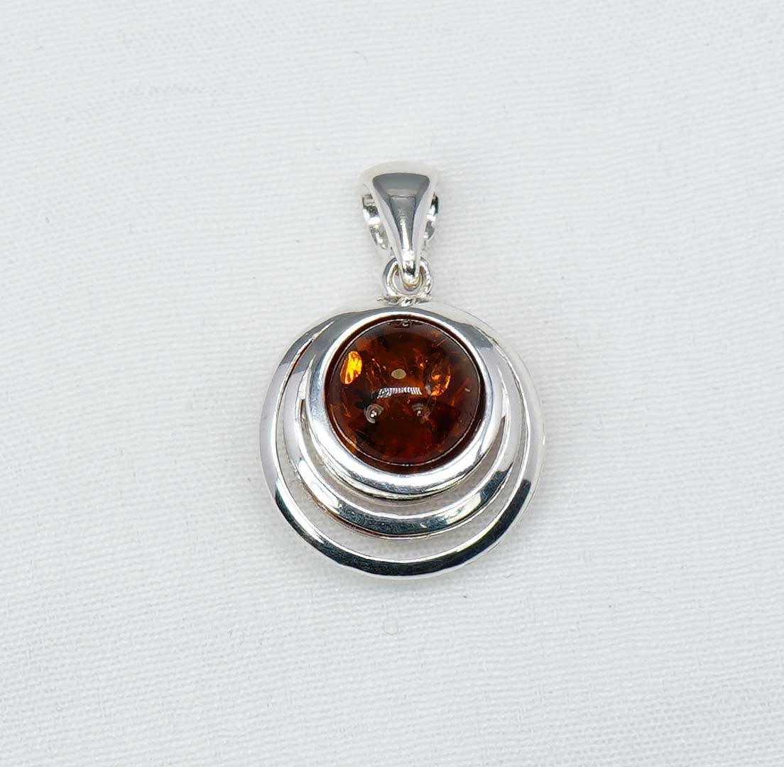 925 Solid Sterling Silver Natural Baltic Amber Chain Pendant- 19.2 Inches