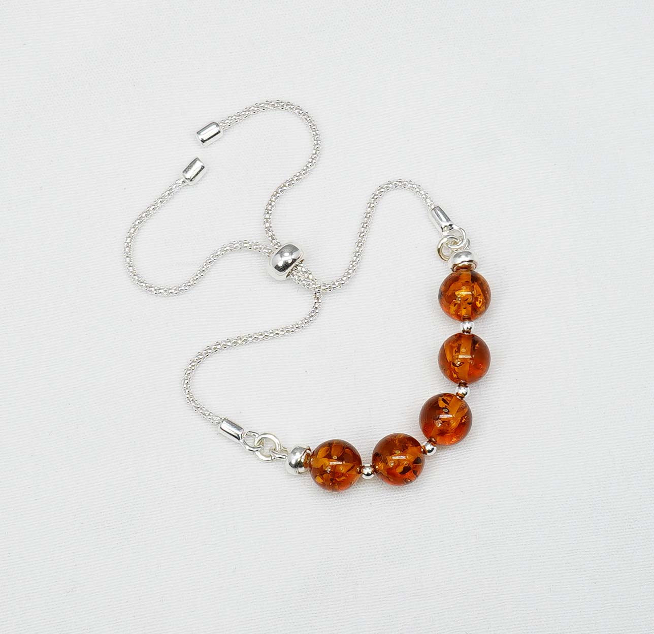 925 Solid Sterling Natural Baltic Amber Stretchable Bracelet