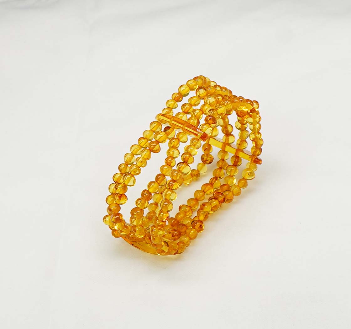 925 Solid Sterling Natural Baltic Amber Stretchable Bracelet