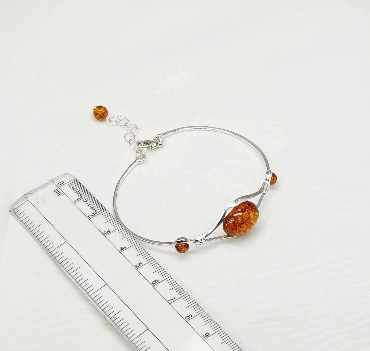 925 Solid Sterling Natural Baltic Amber Bracelet - 6.5 Cm