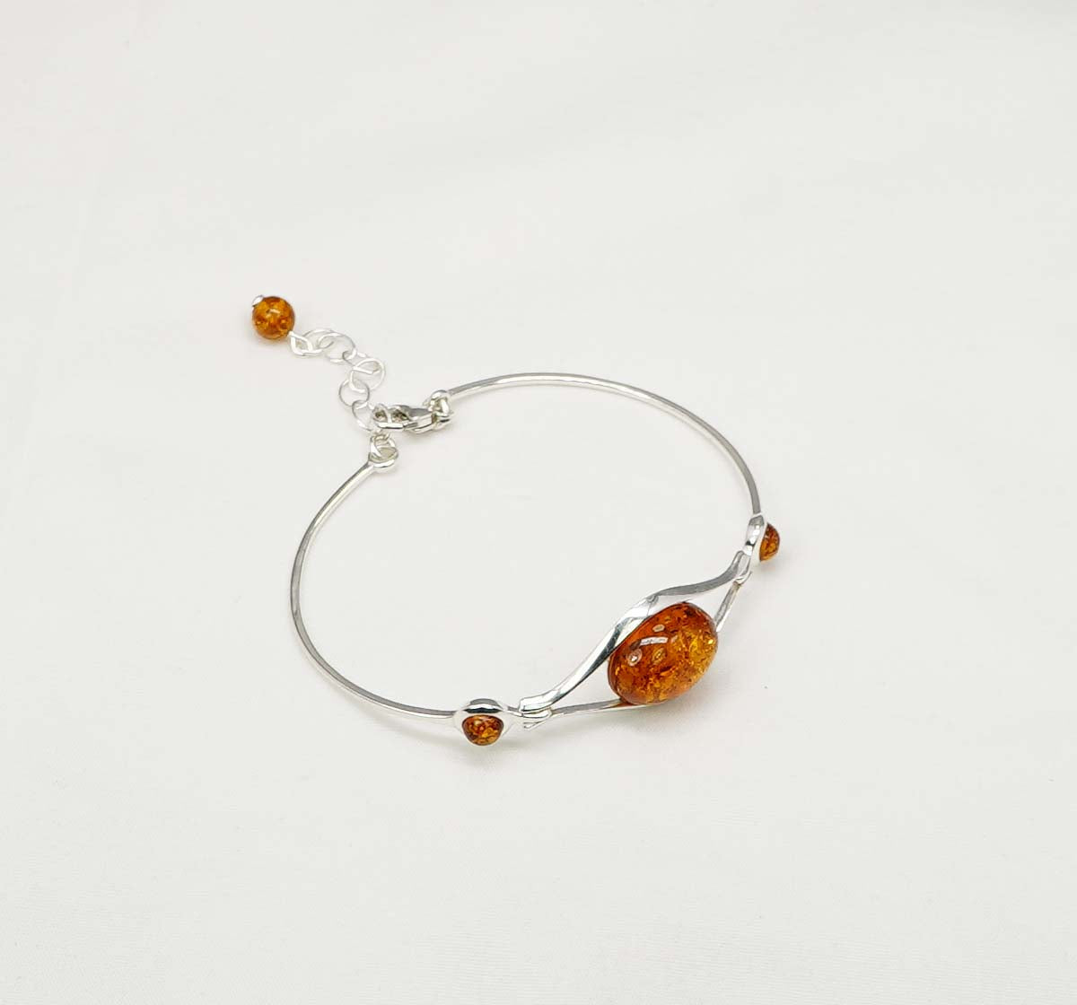 925 Solid Sterling Natural Baltic Amber Bracelet - 6.5 Cm