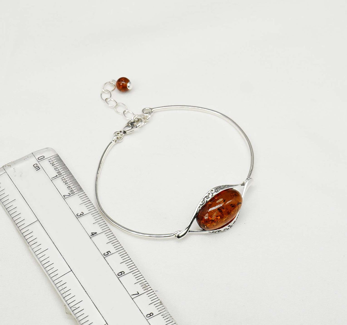 925 Solid Sterling Natural Baltic Amber Bracelet - 10.2 Cm