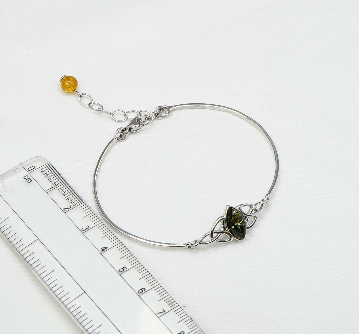 925 Solid Sterling Natural Baltic Amber Bracelet - 9 Cm