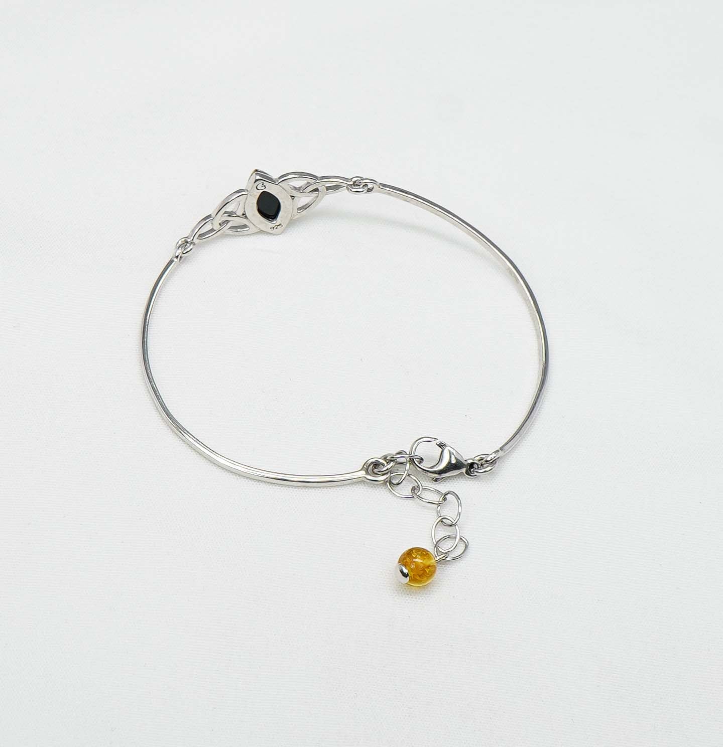925 Solid Sterling Natural Baltic Amber Bracelet - 9 Cm