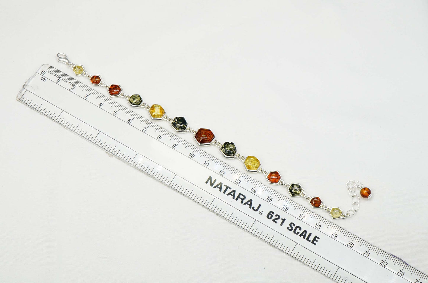 925 Solid Sterling Natural Baltic Amber Bracelet - 9 Inches