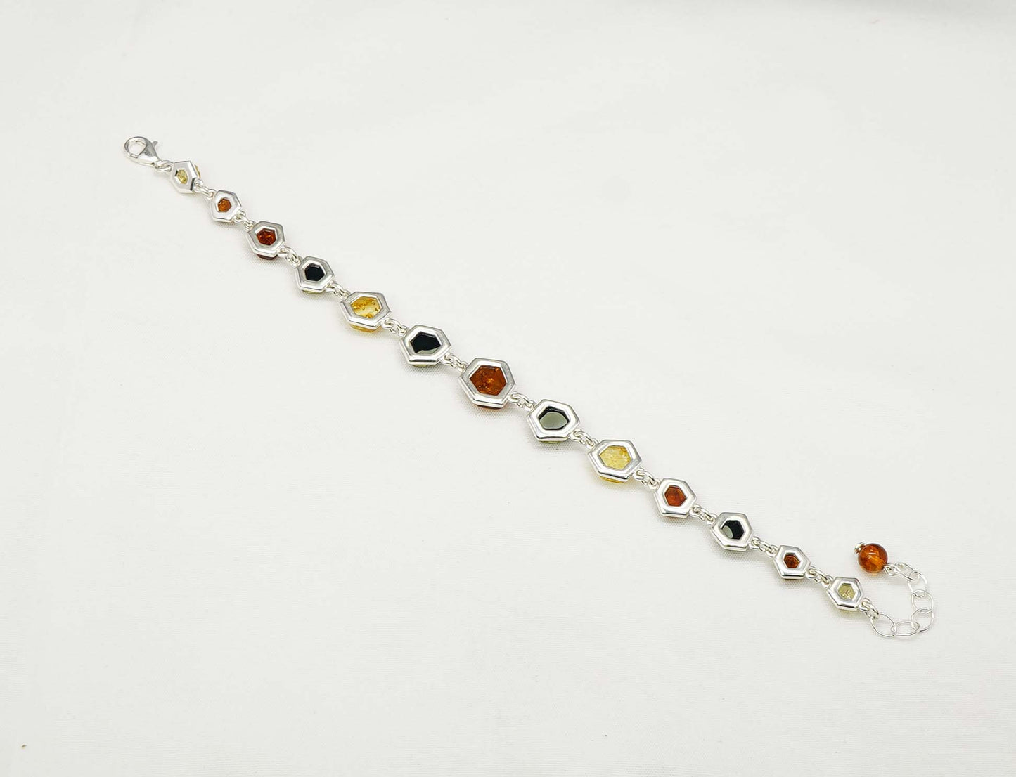 925 Solid Sterling Natural Baltic Amber Bracelet - 9 Inches