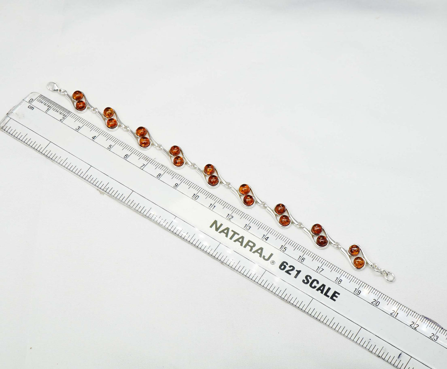 925 Solid Sterling Natural Baltic Amber Bracelet - 7.8 Inches