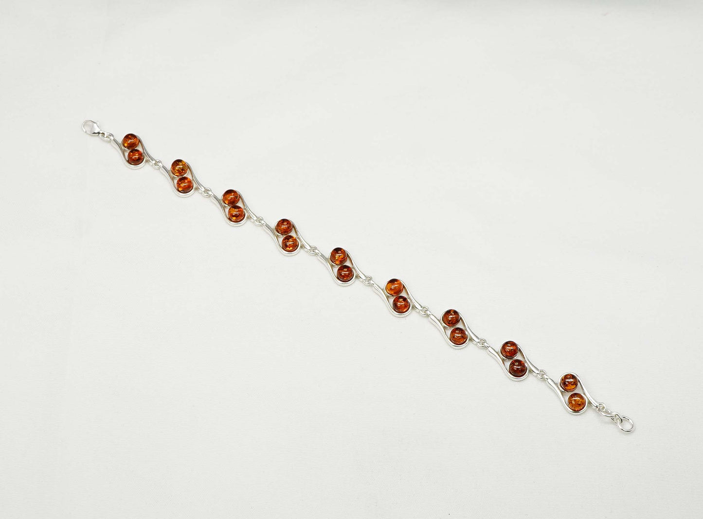925 Solid Sterling Natural Baltic Amber Bracelet - 7.8 Inches