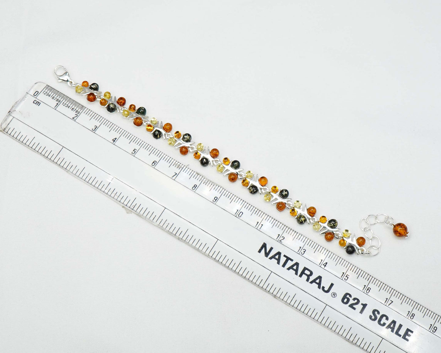 925 Solid Sterling Natural Baltic Amber Bracelet - 7.5 Inches