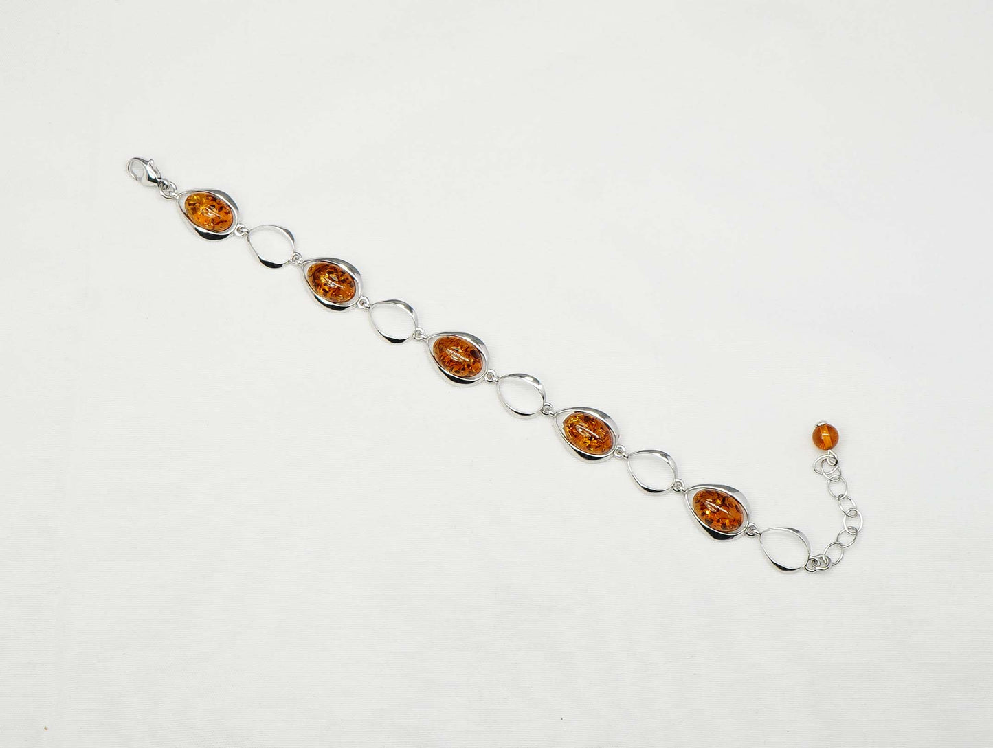 925 Solid Sterling Natural Baltic Amber Bracelet - 8.5 Inches