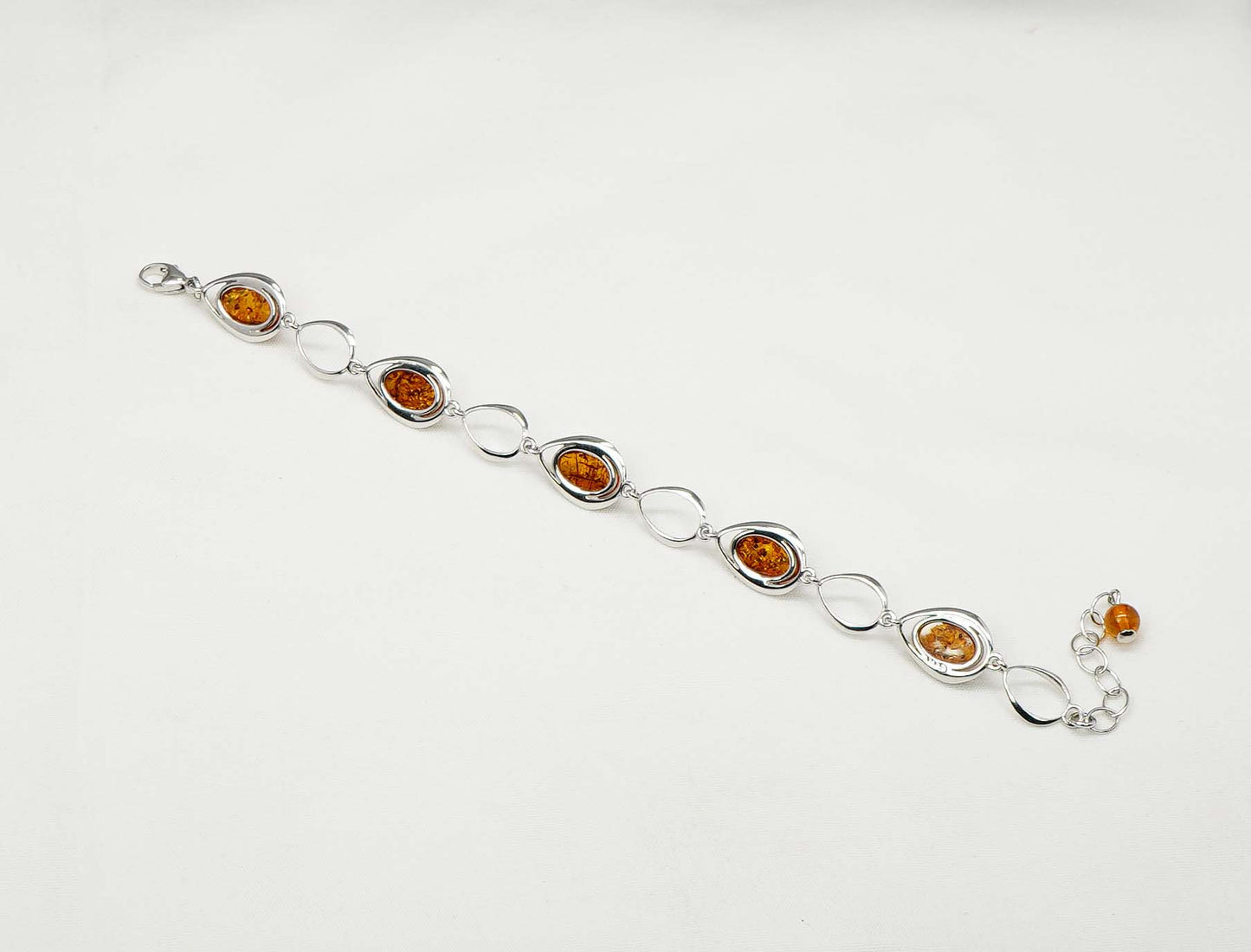925 Solid Sterling Natural Baltic Amber Bracelet - 8.5 Inches