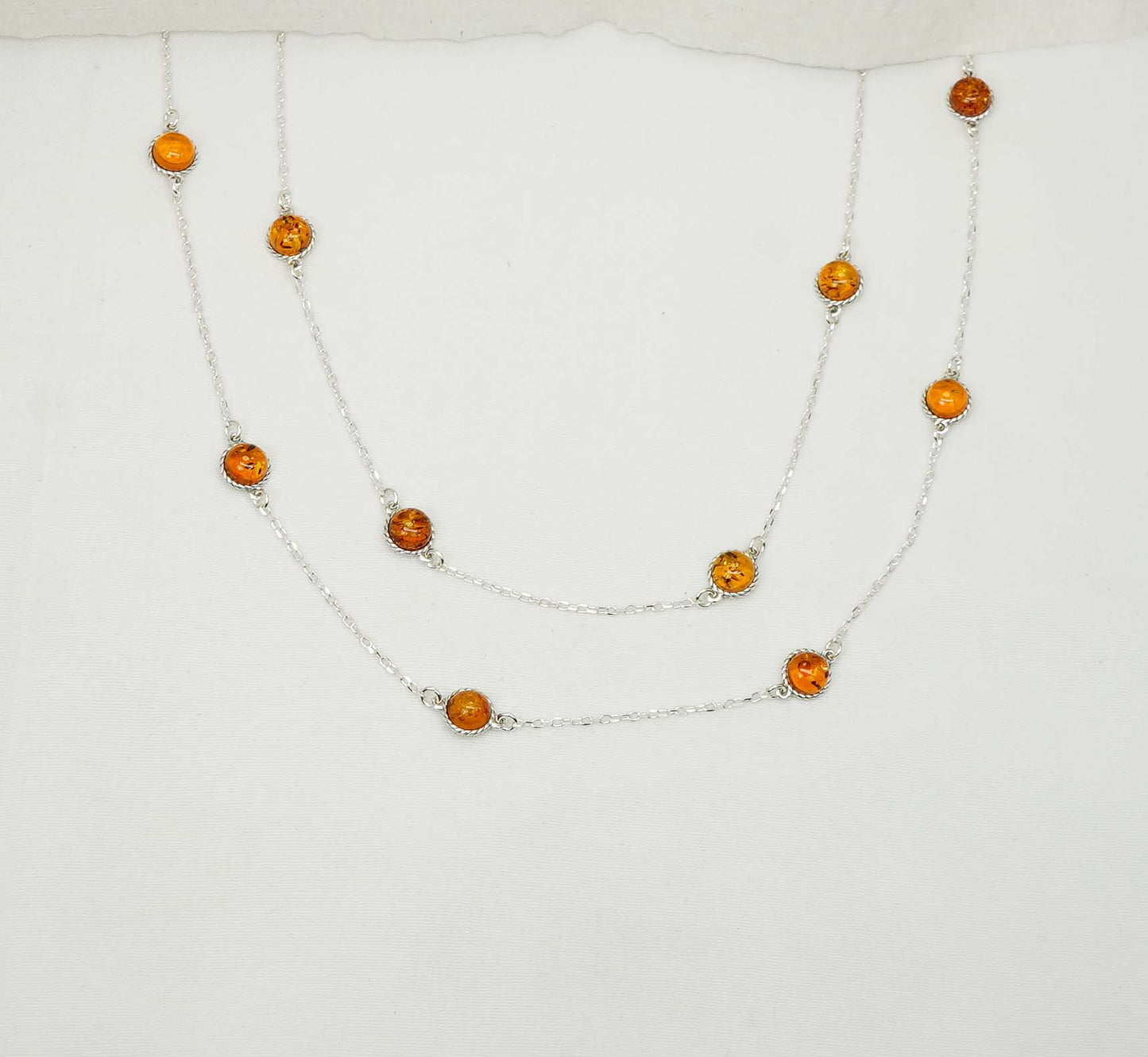 925 Solid Sterling Silver Natural Baltic Amber Necklace - 41 Inches