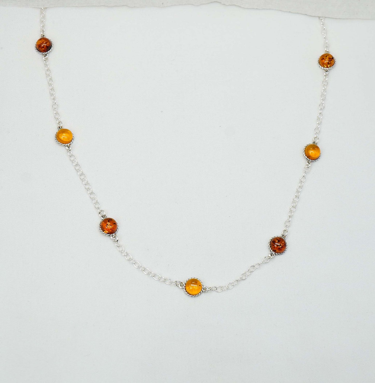 925 Solid Sterling Silver Natural Baltic Amber Necklace - 28 Inches