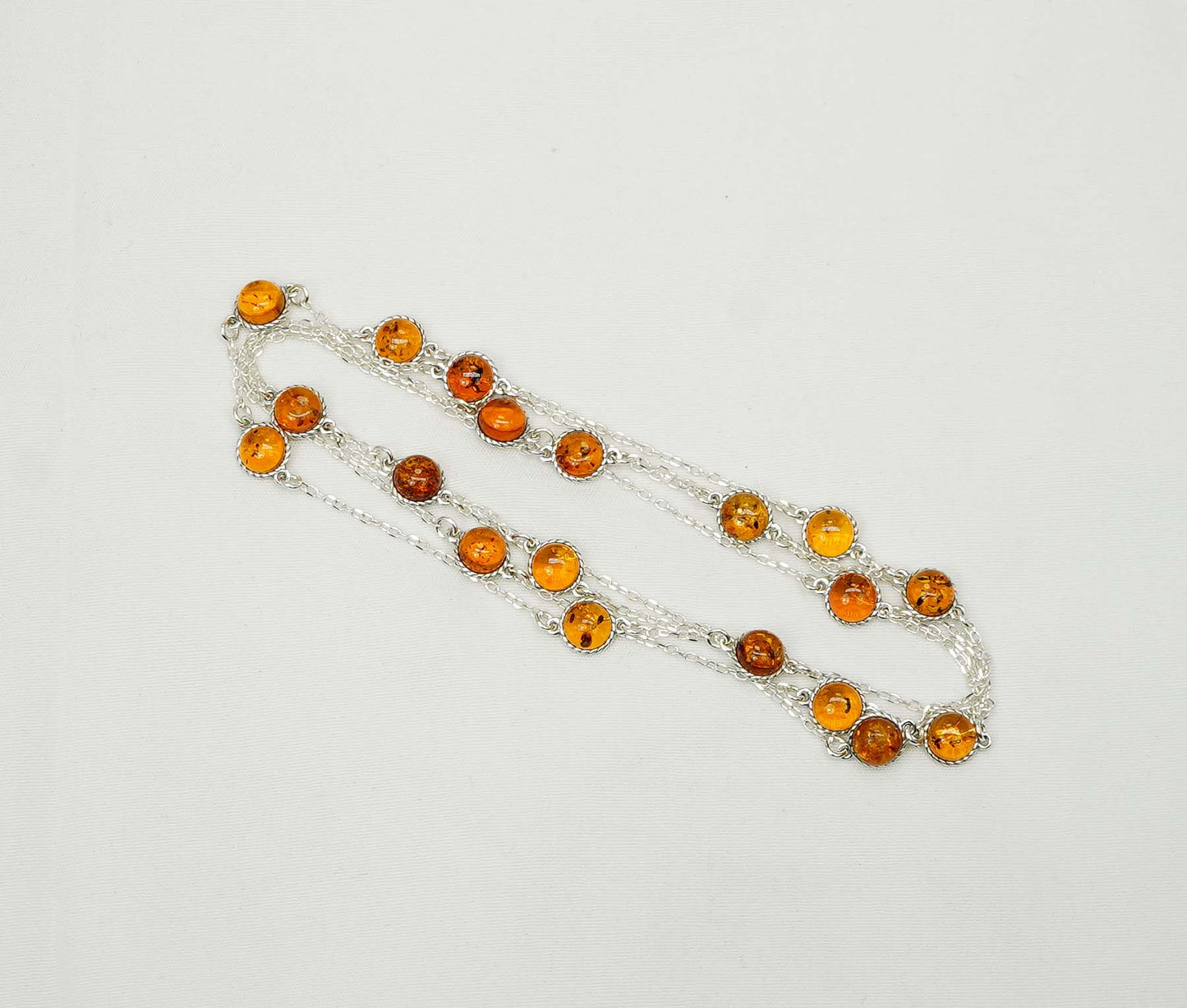 925 Solid Sterling Silver Natural Baltic Amber Necklace - 43 Inches