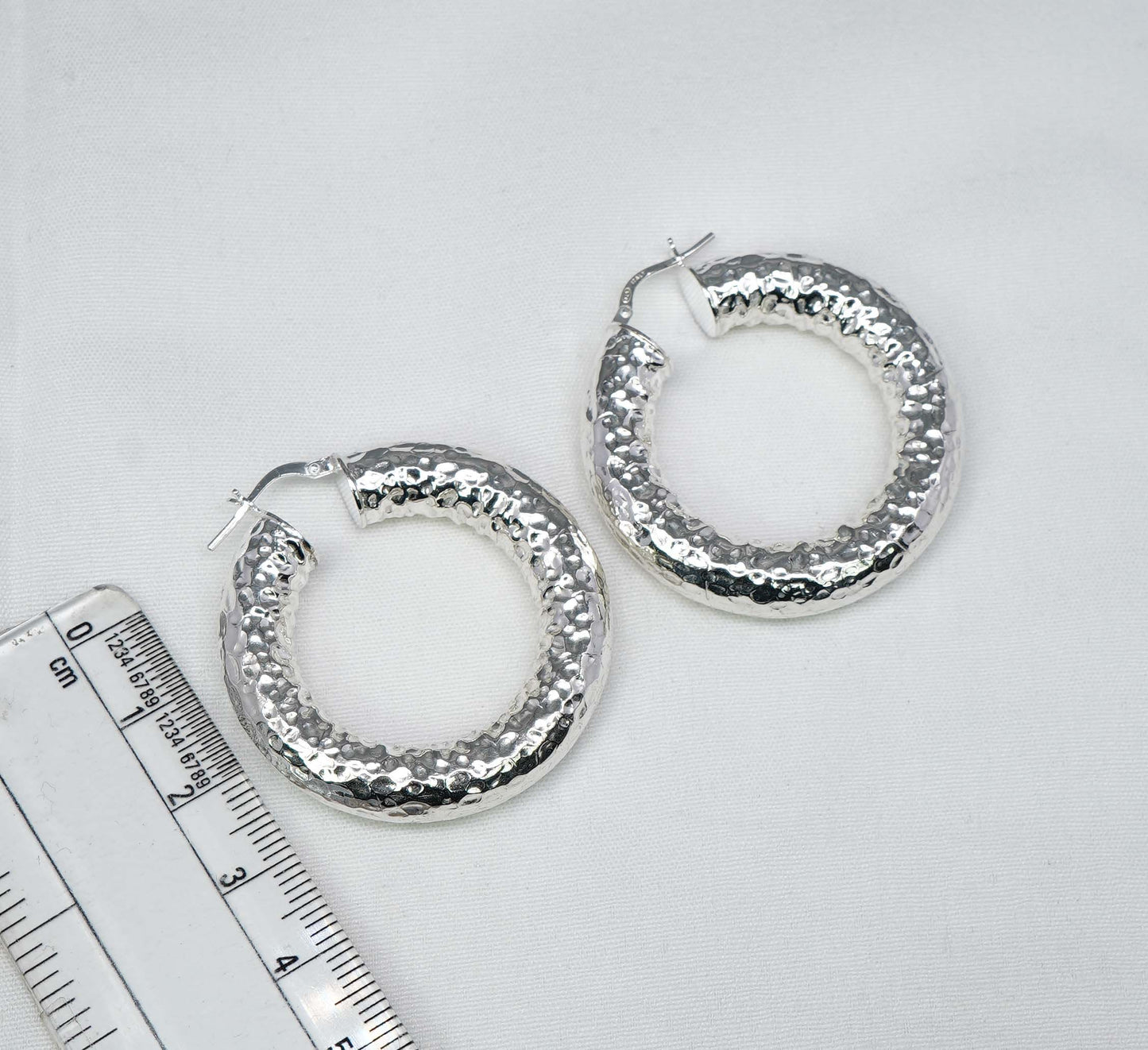 925 Solid Sterling Silver Plain Hoop Earring-1.7 Inch