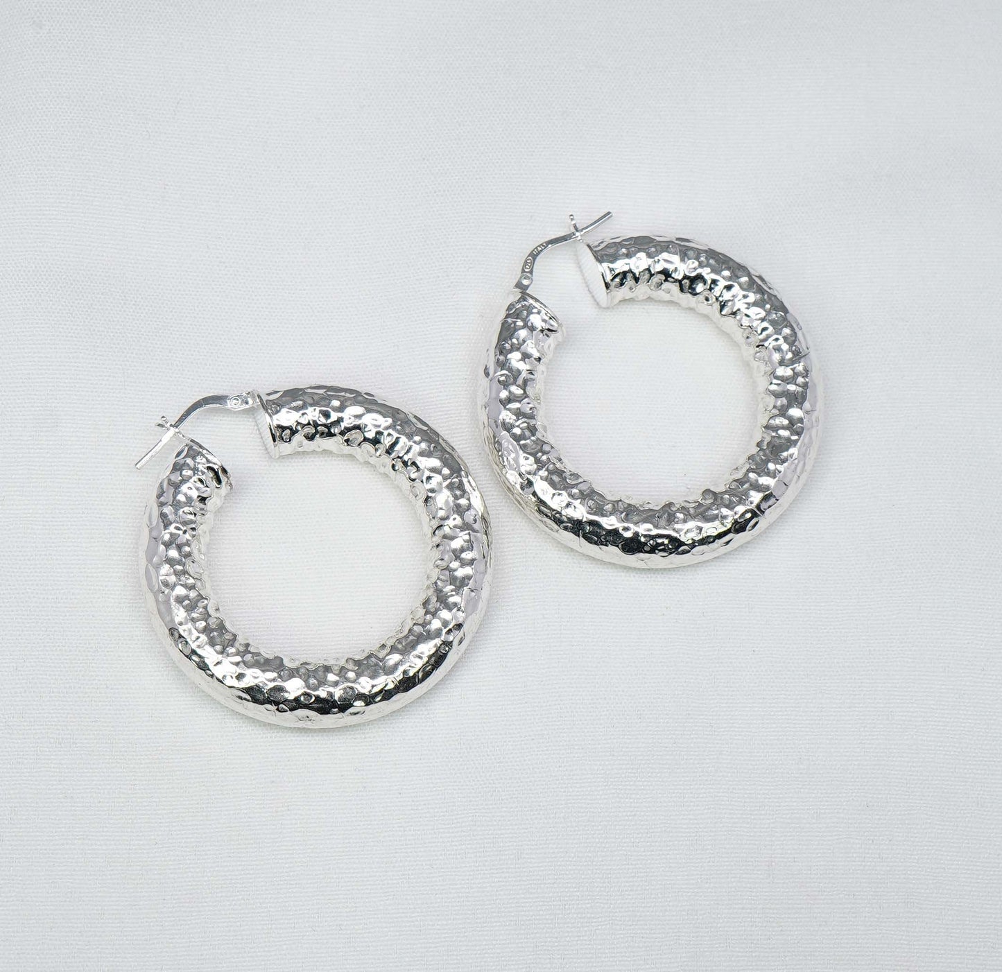 925 Solid Sterling Silver Plain Hoop Earring-1.7 Inch