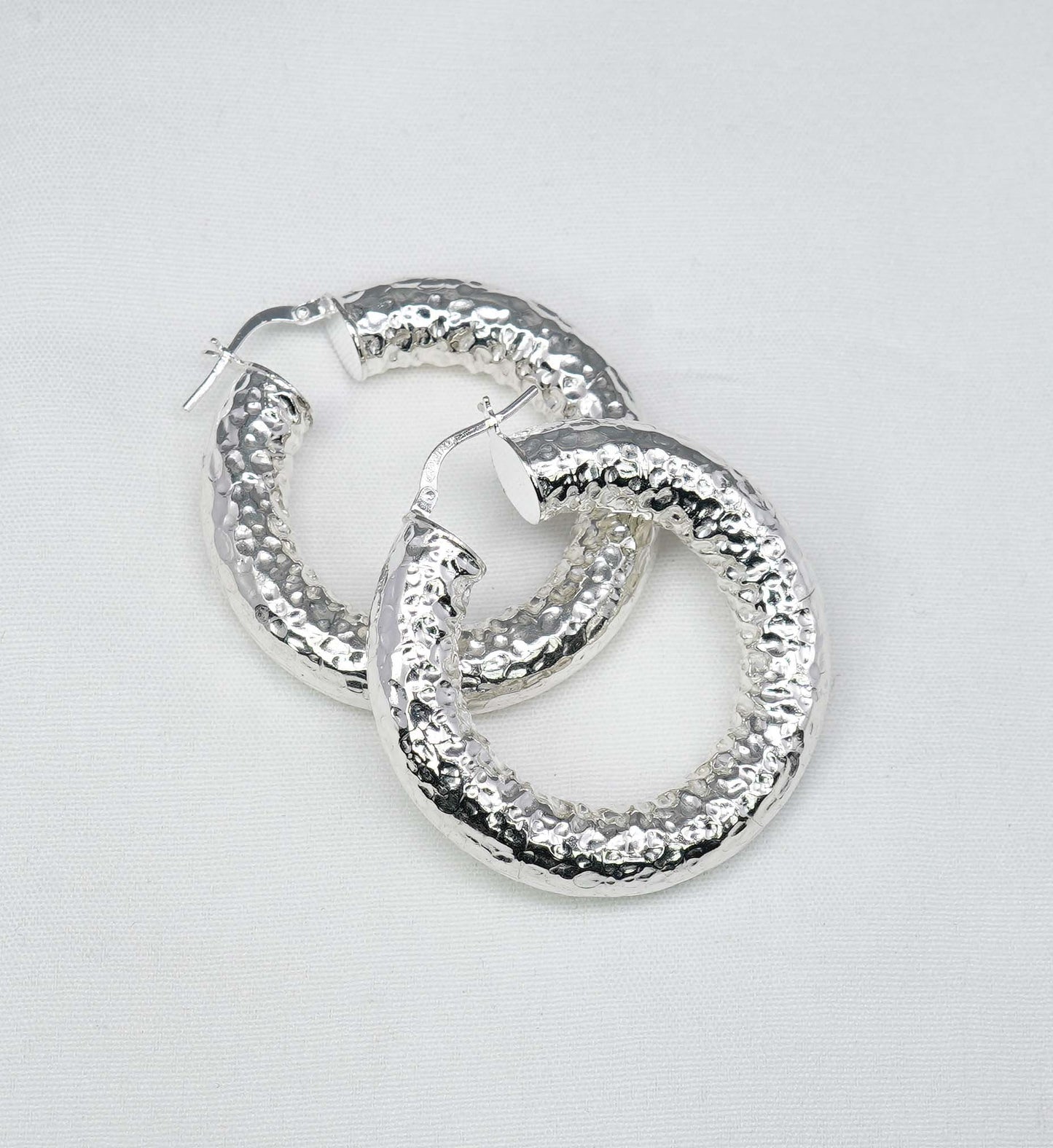 925 Solid Sterling Silver Plain Hoop Earring-1.7 Inch