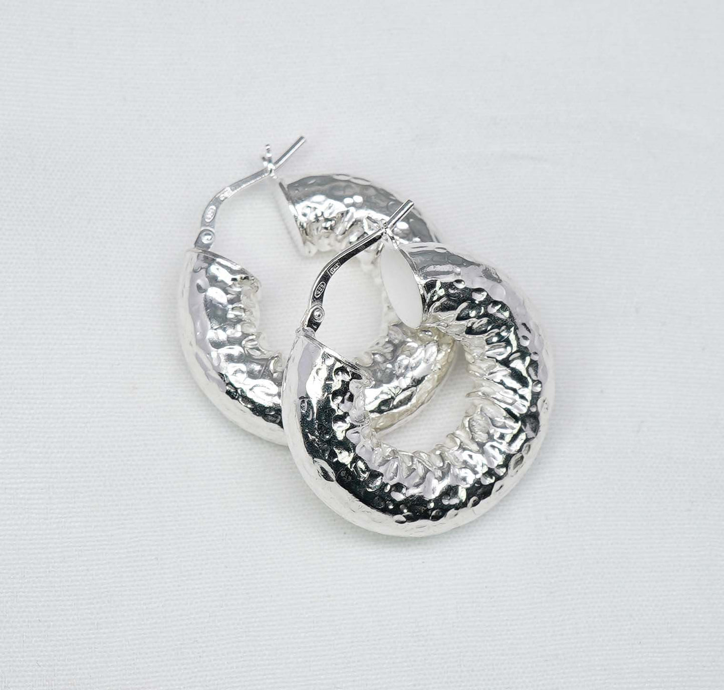 925 Solid Sterling Silver Plain Hoop Earring-1.2 Inch