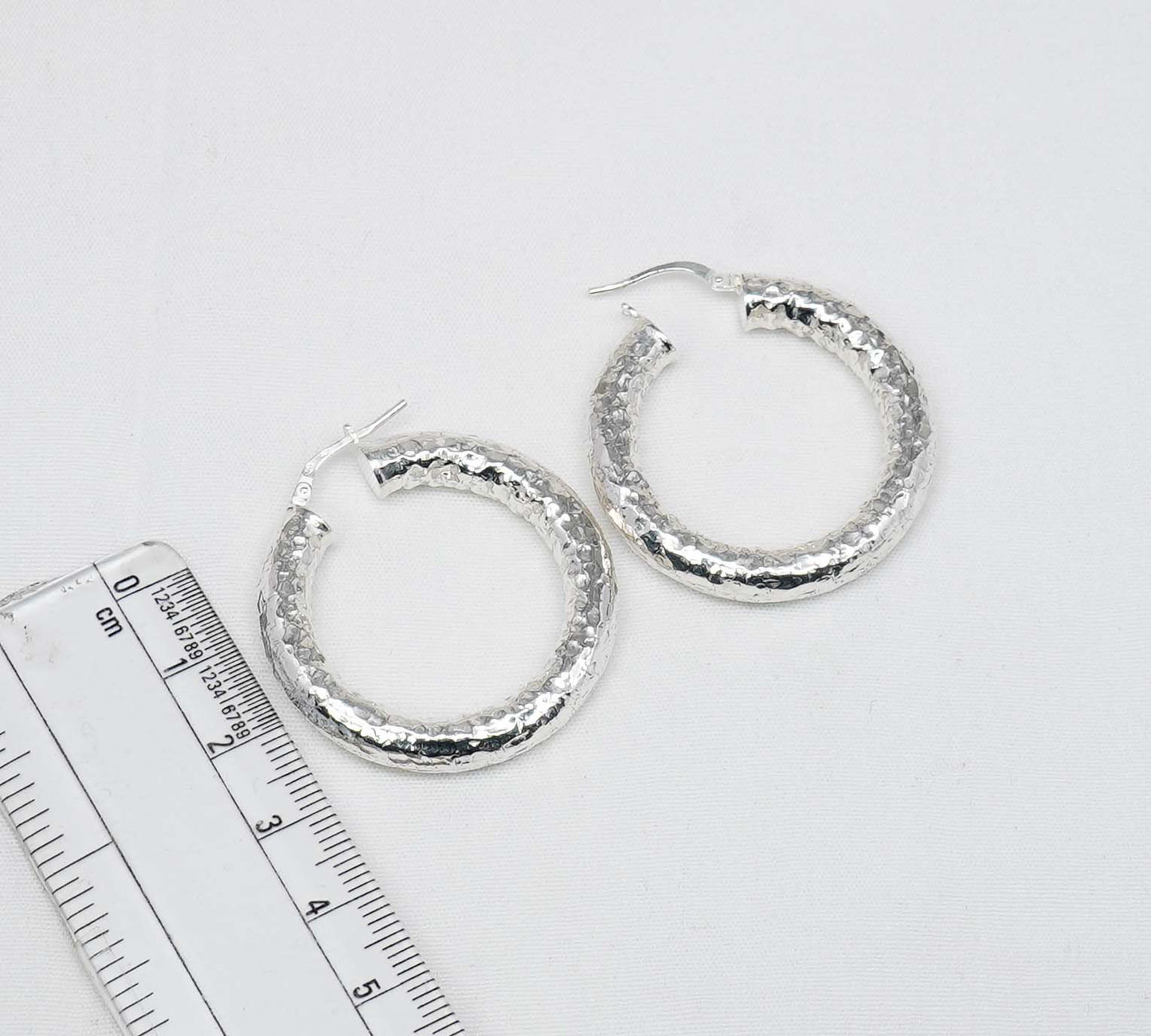 925 Solid Sterling Silver Plain Hoop Earring-1.6 Inch