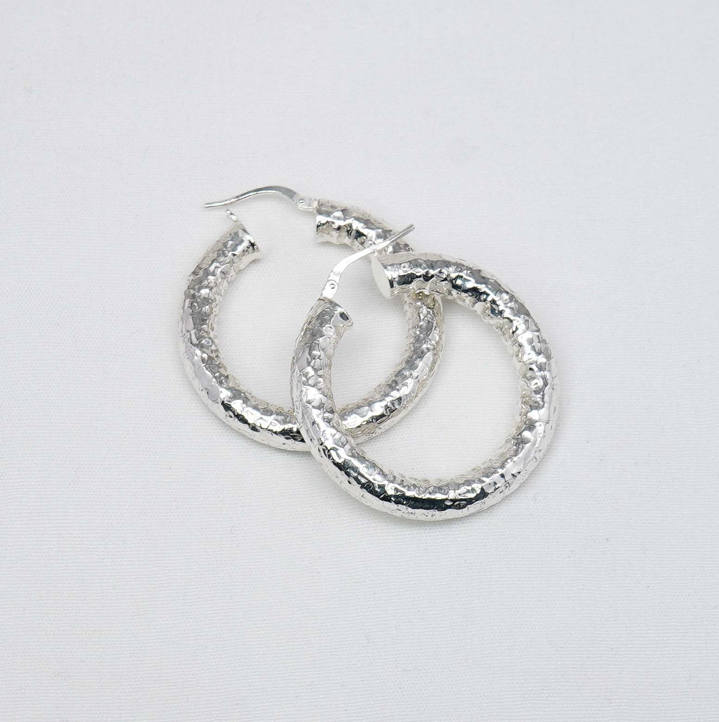 925 Solid Sterling Silver Plain Hoop Earring-1.6 Inch