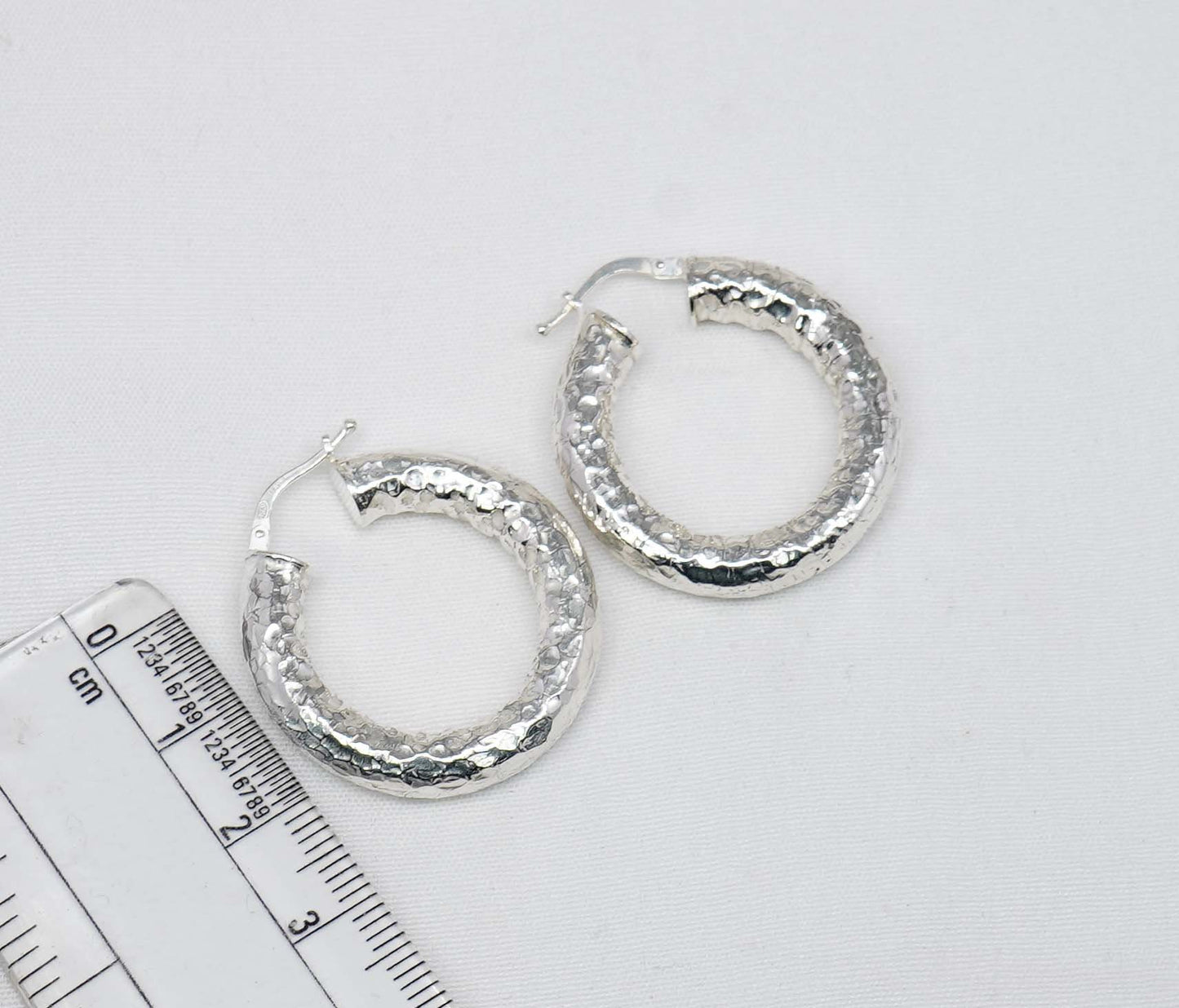925 Solid Sterling Silver Plain Hoop Earring-1.3 Inch