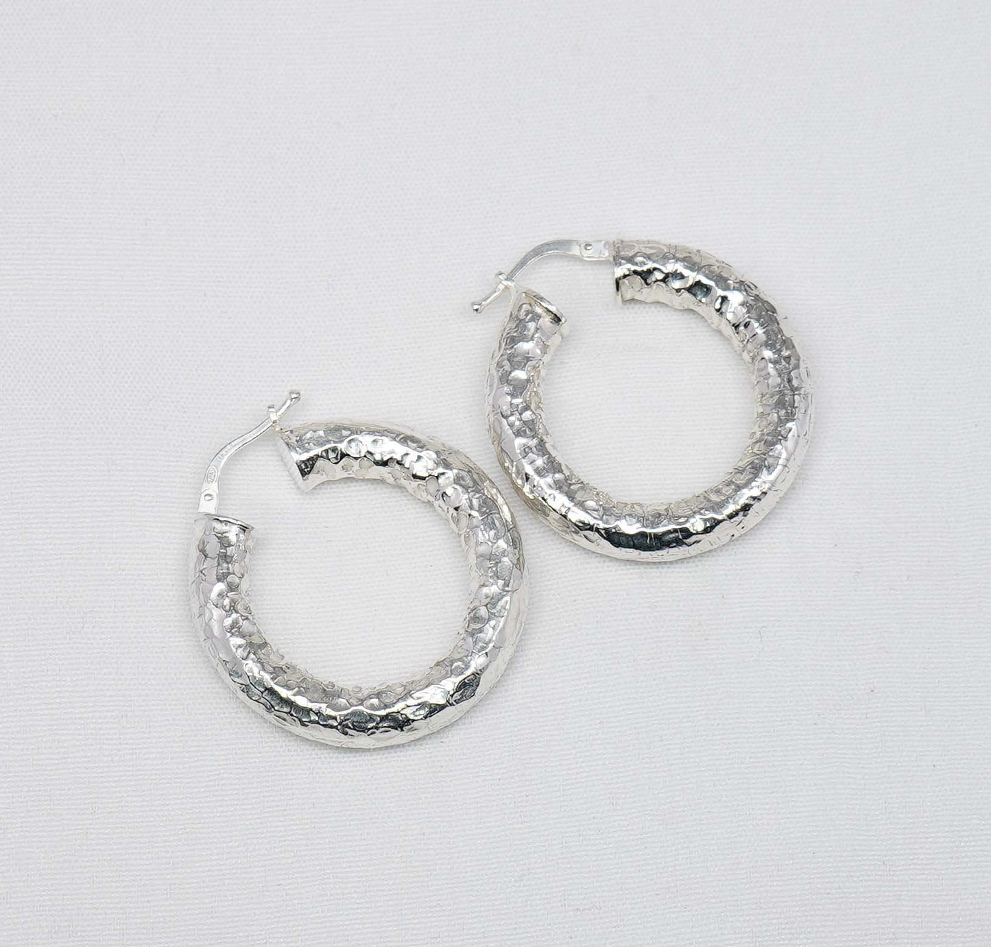 925 Solid Sterling Silver Plain Hoop Earring-1.3 Inch