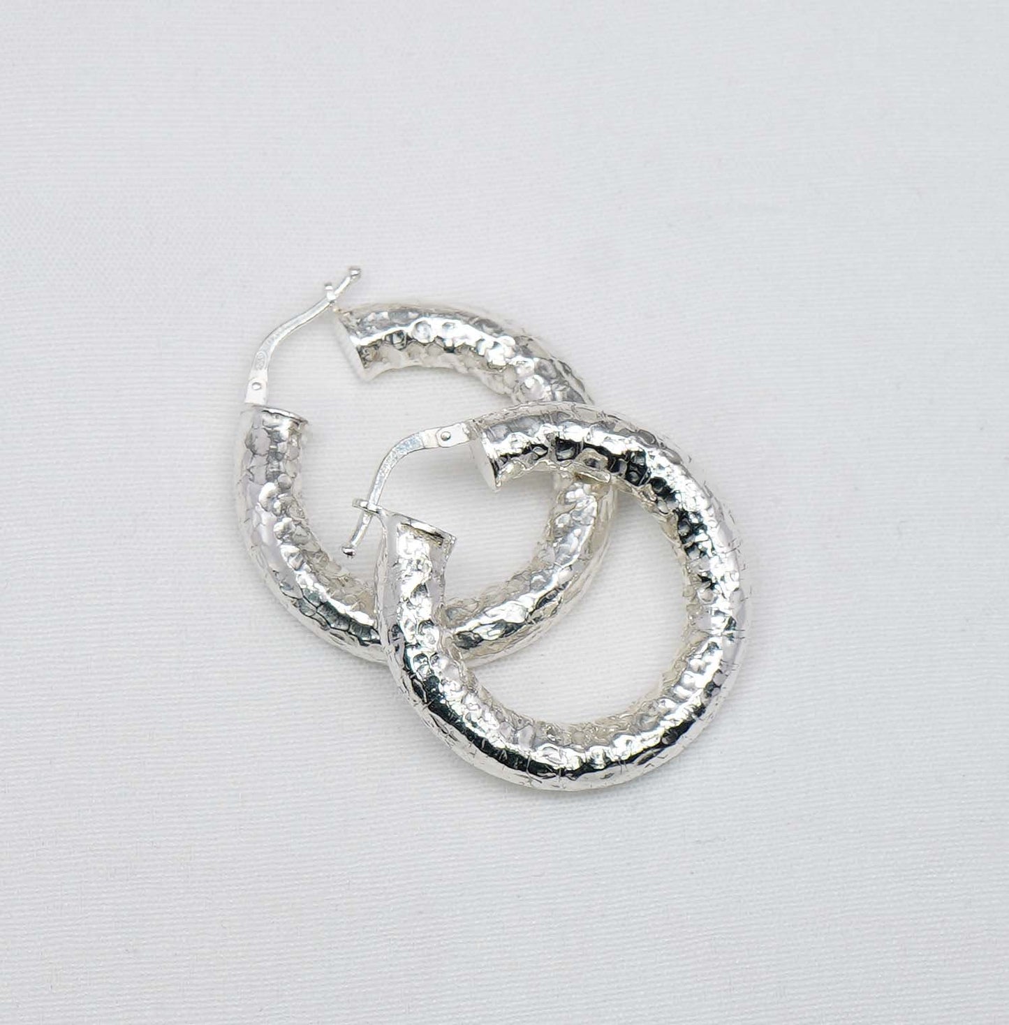 925 Solid Sterling Silver Plain Hoop Earring-1.3 Inch
