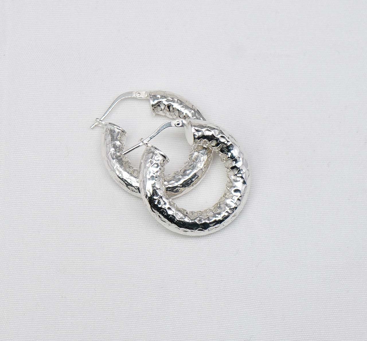 925 Solid Sterling Silver Plain Hoop Earring-1.1 Inch