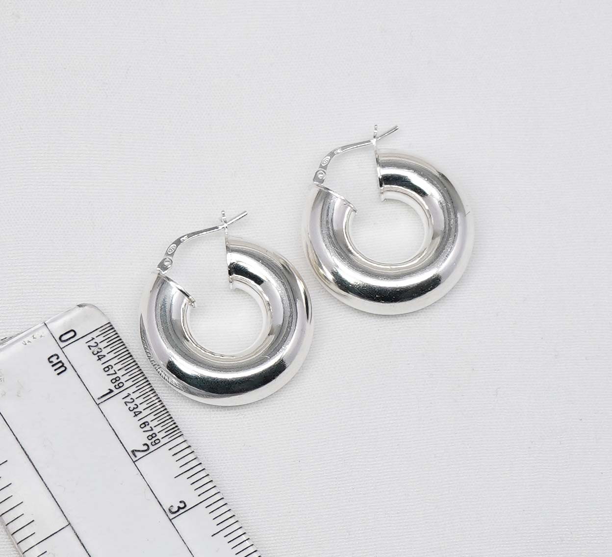 925 Solid Sterling Silver Plain Hoop Earring-1 Inch