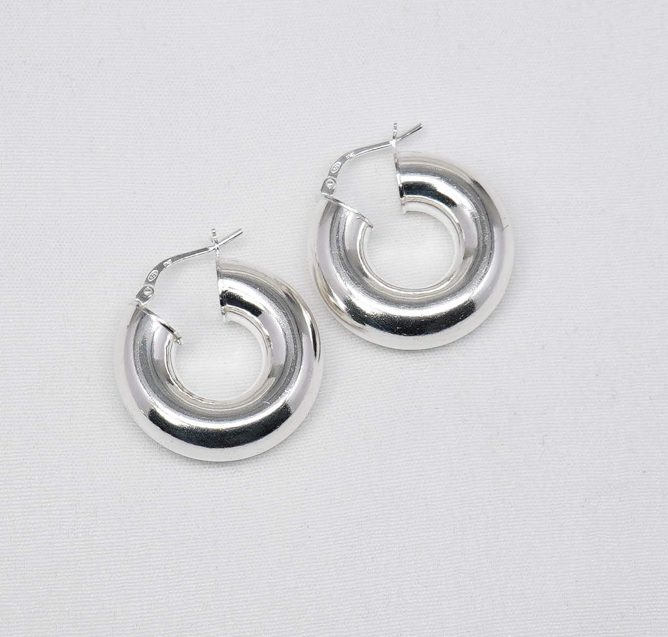 925 Solid Sterling Silver Plain Hoop Earring-1 Inch