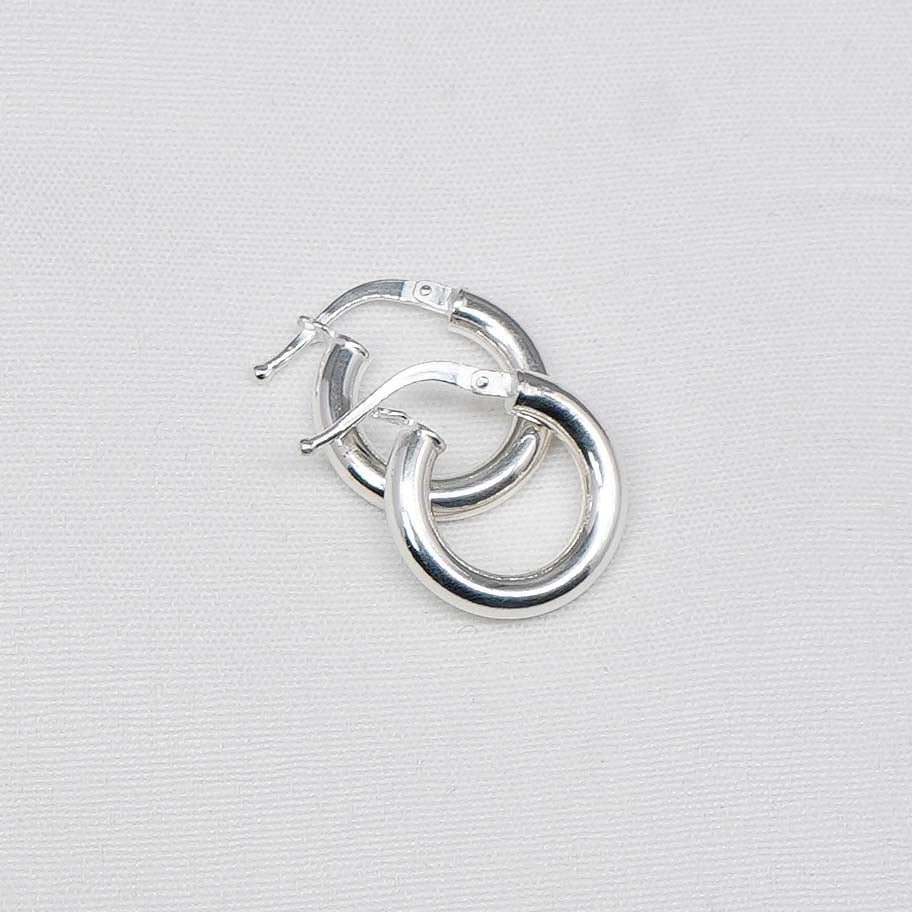 925 Solid Sterling Silver Plain Hoop Earring-0.7 Inch