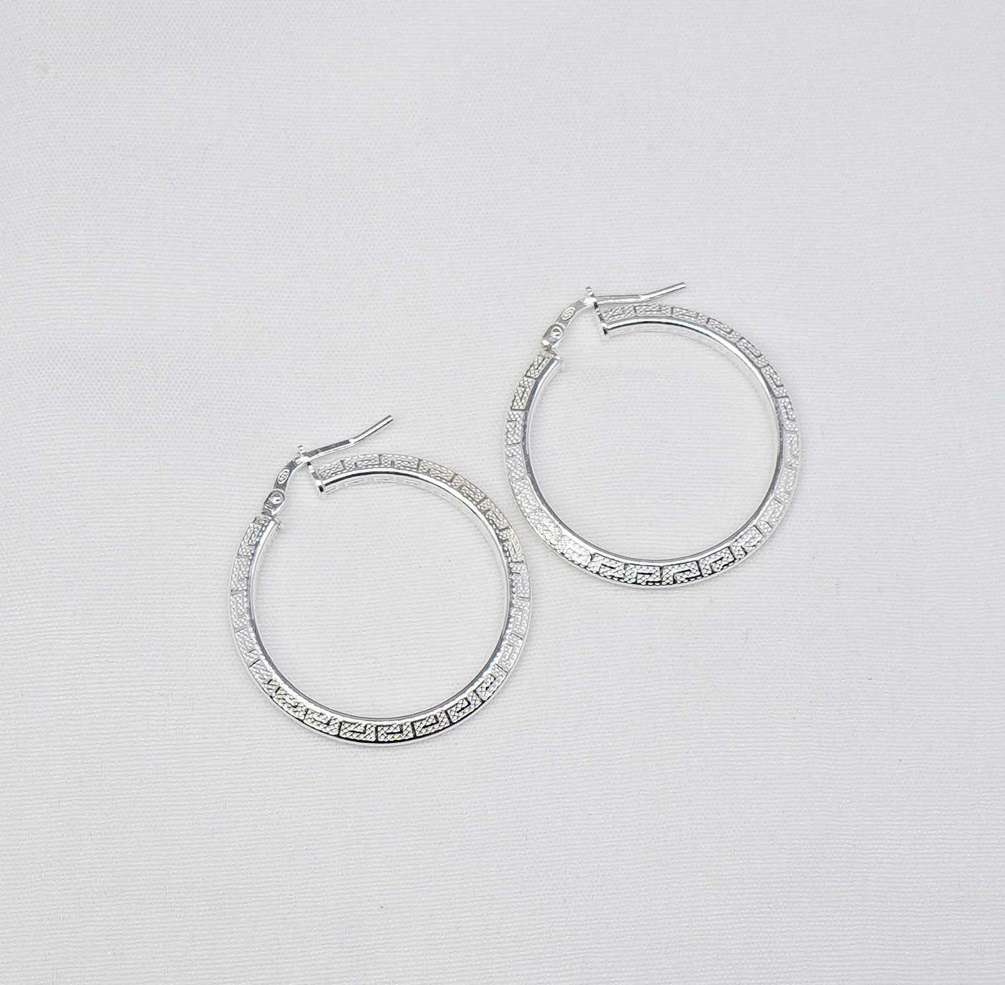 925 Solid Sterling Silver Plain Hoop Earring-1.3 Inch