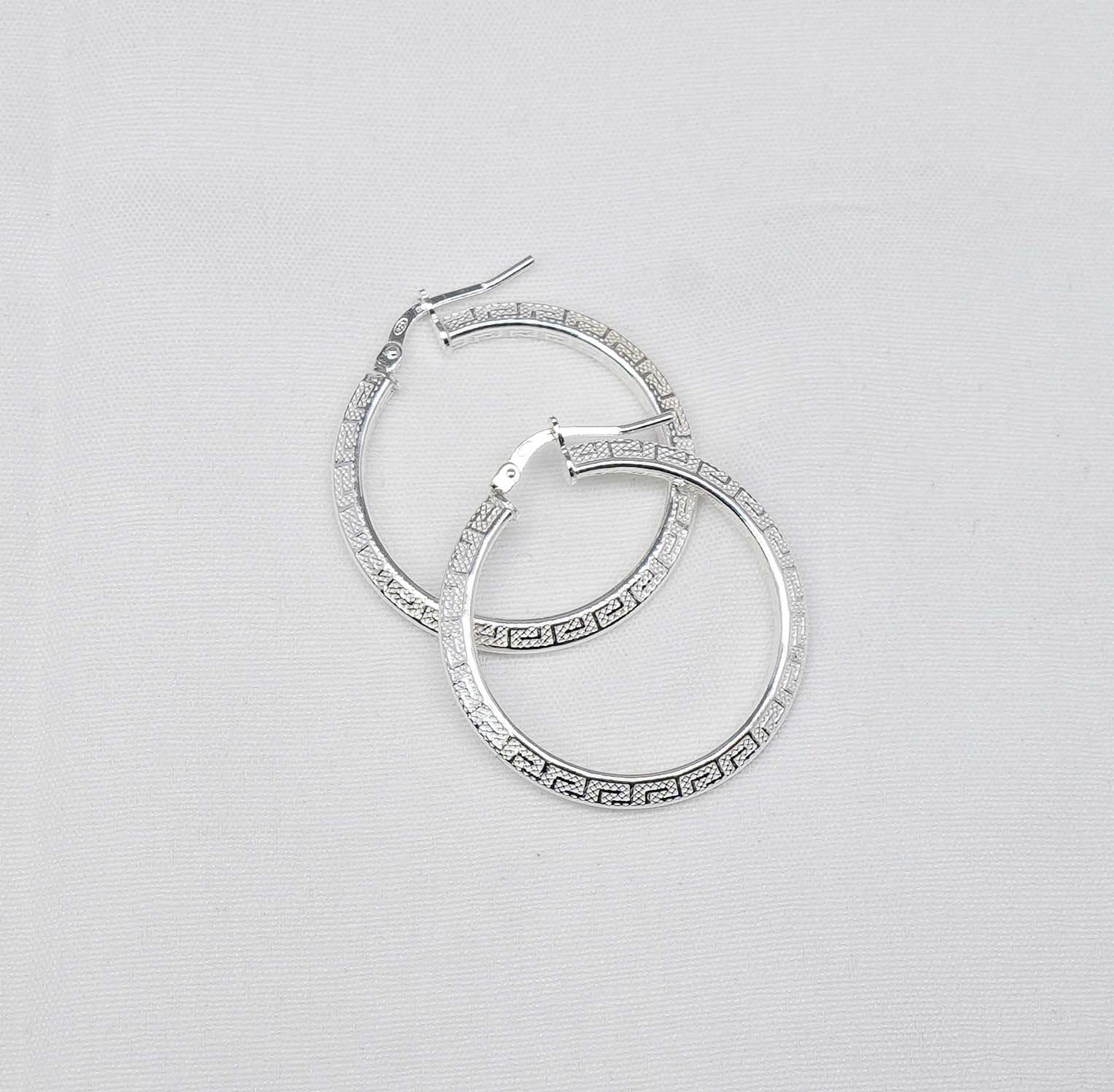 925 Solid Sterling Silver Plain Hoop Earring-1.3 Inch