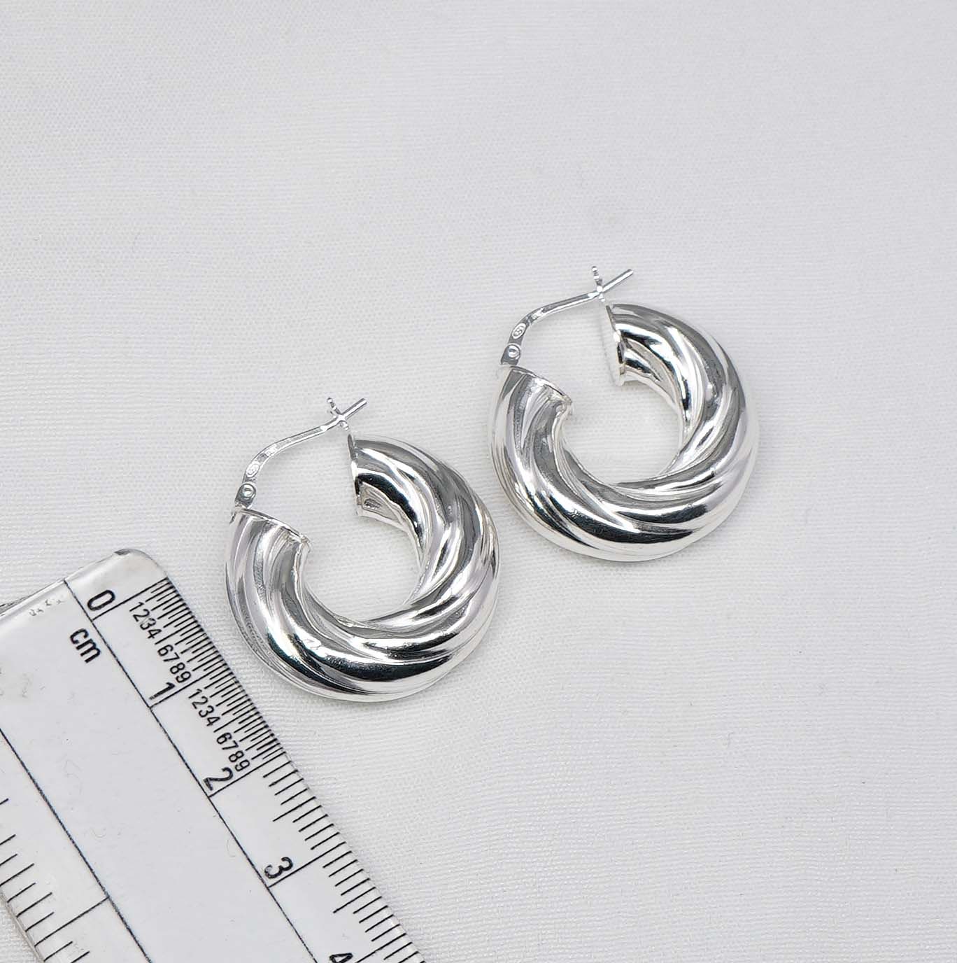 925 Solid Sterling Silver Plain Hoop Earring-1 Inch