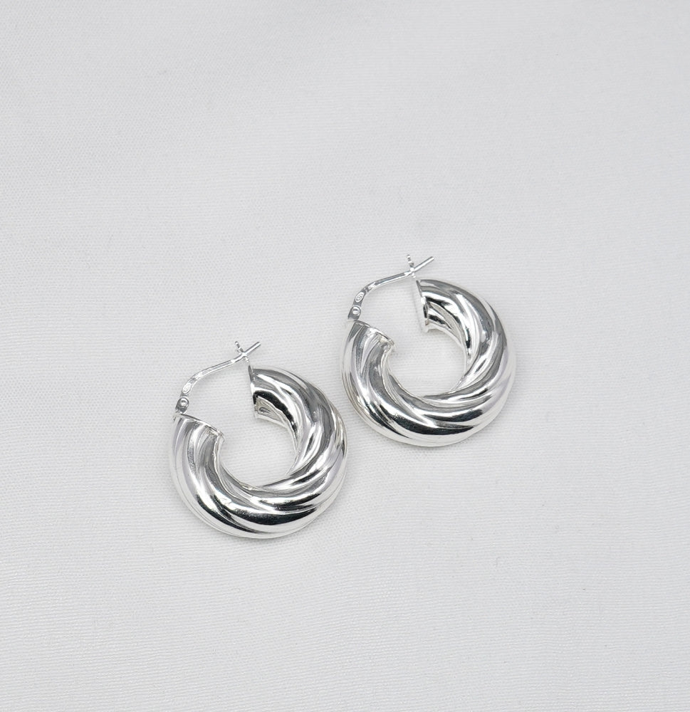 925 Solid Sterling Silver Plain Hoop Earring-1 Inch