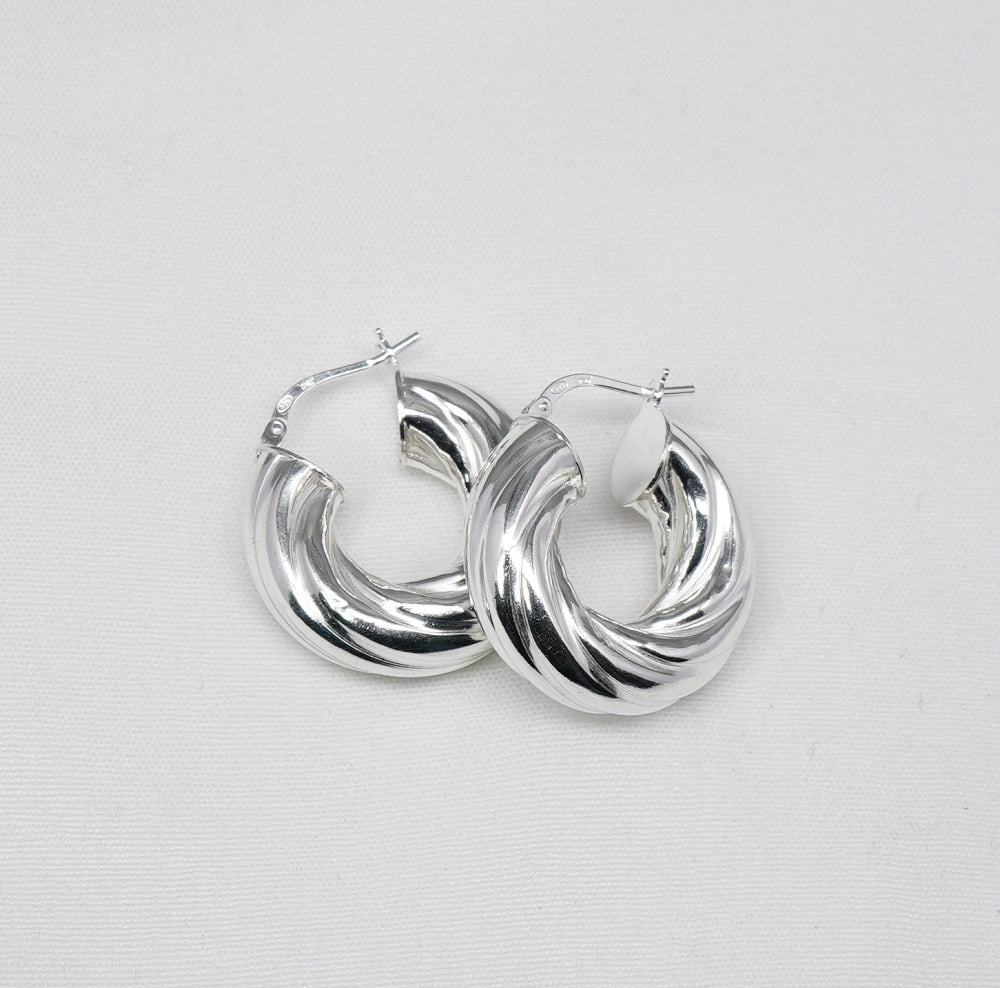 925 Solid Sterling Silver Plain Hoop Earring-1 Inch