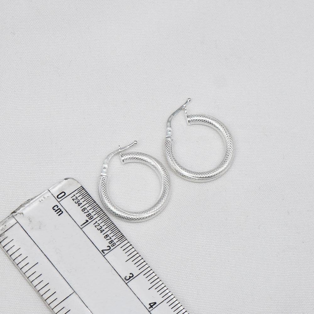 925 Solid Sterling Silver Plain Hoop Earring-0.9 Inch